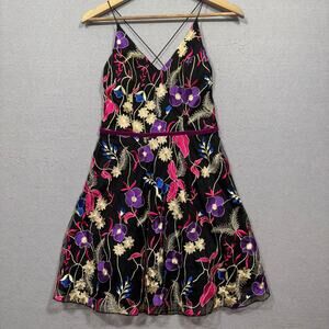 A Byer Floral Embroidered Dress 5‎ Fit and Flare Fairy Artsy Statement Colorful